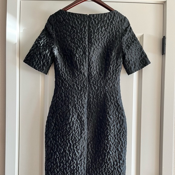 Brandon Maxwell Leo boat neck midi sheath black leopard dress. Size 2 - Picture 6 of 10